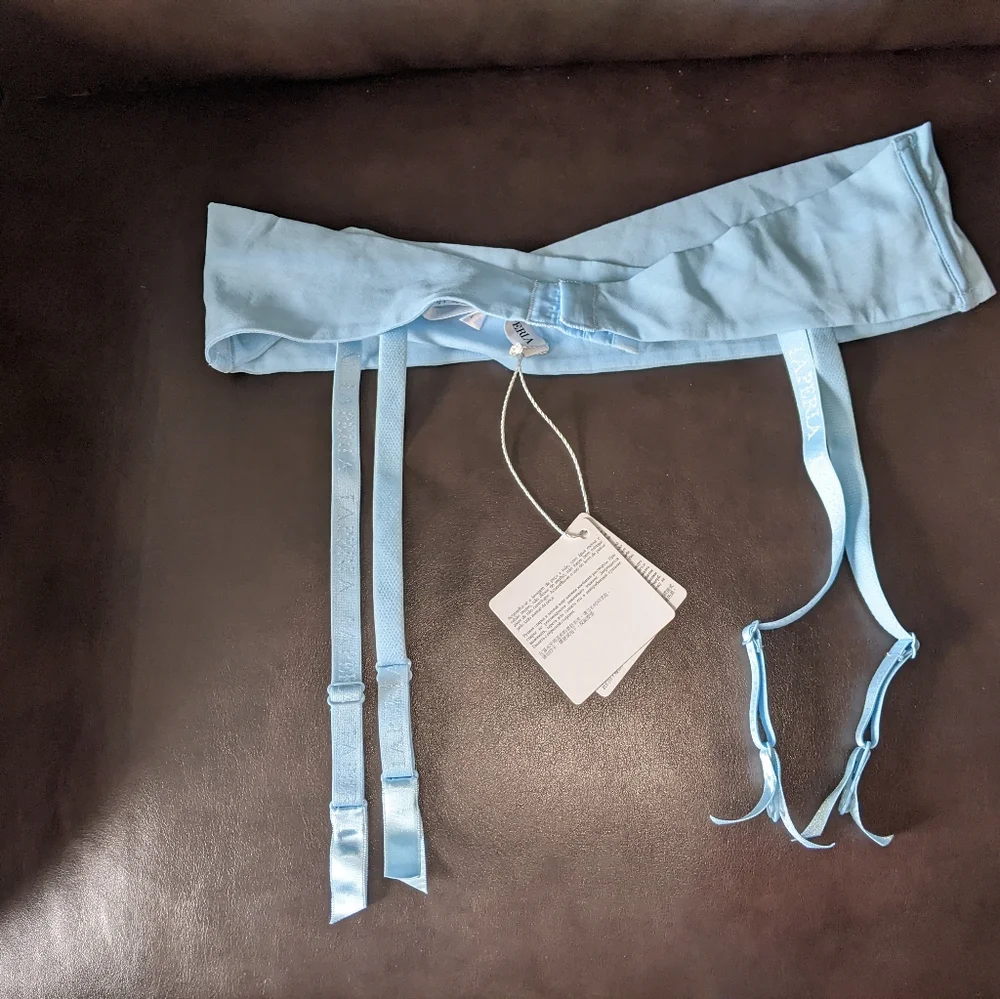 La Perla pale blue silk garter belt 4( Large) NWT - Picture 3 of 5
